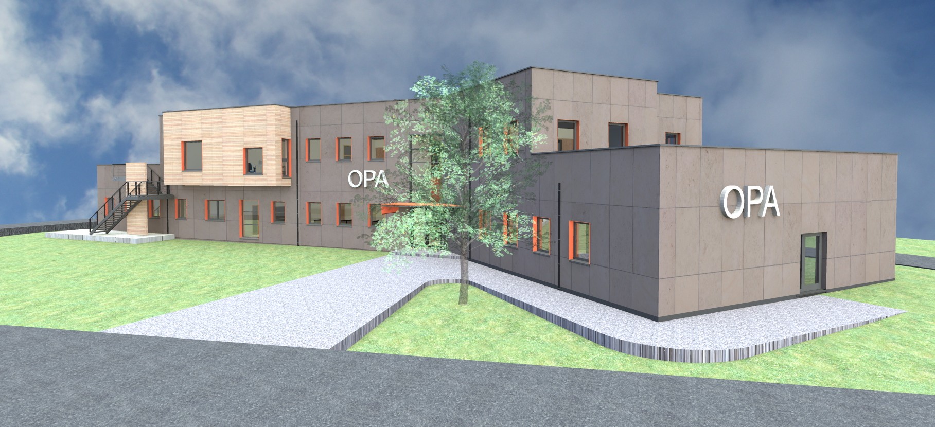 Projection en 3D du nouveau bâtiment de l'Office Provincial Agricole