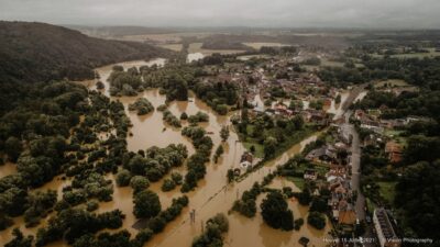 Inondations en Province de Namur, Vue aérienne